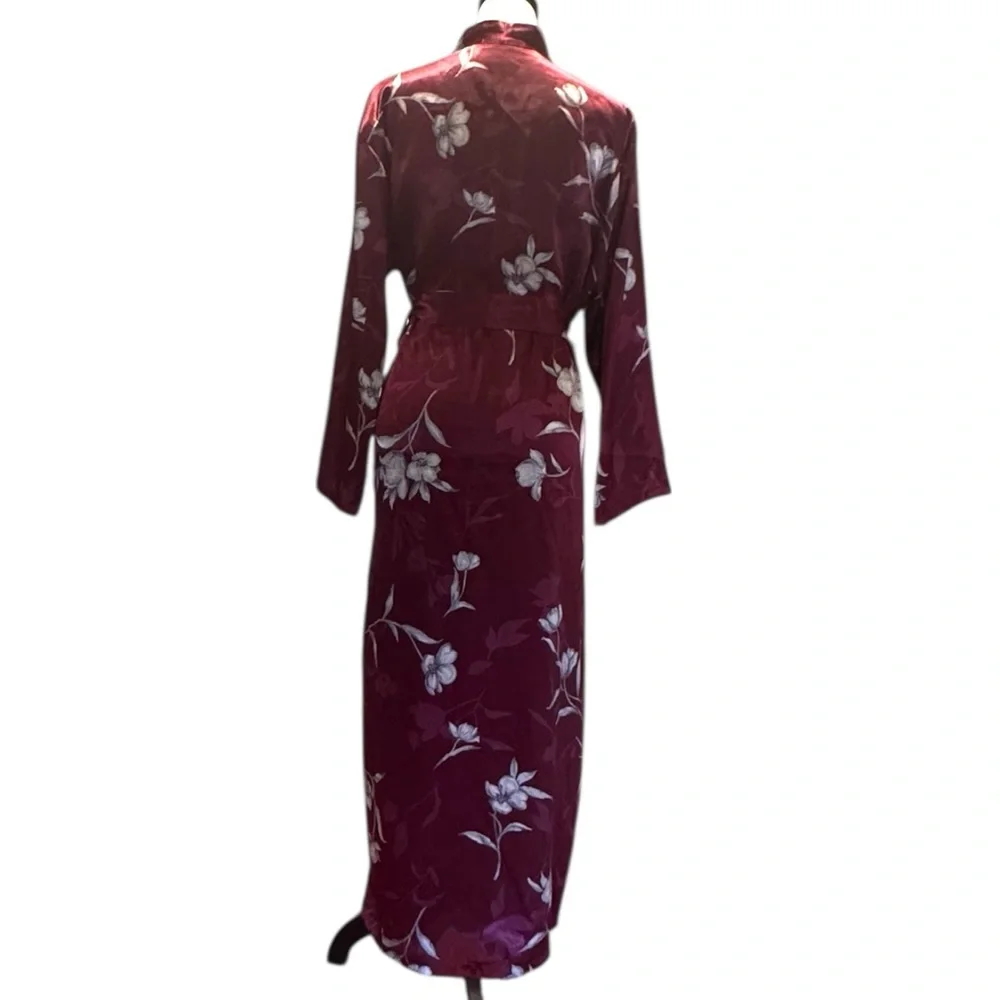 Halston Robe Burgundy Wine Floral L/XL